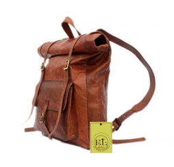 Leather Roll Top Backpack