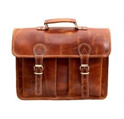 Leather Twin Pocket Messenger Laptop Office Bag