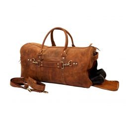 Mens Leather Duffle Bag with Shoe Compartment