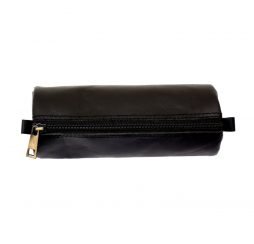 Rustic Leather Pen Pencil Case (Black Color)