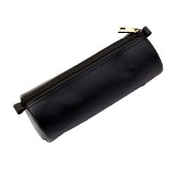 Rustic Leather Pen Pencil Case (Black Color)
