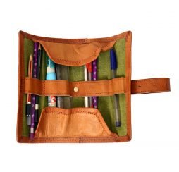 Vintage Brown Leather Pencil Case