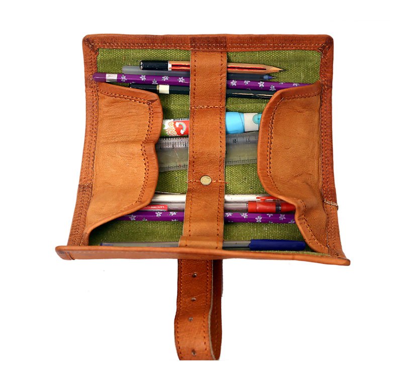vintage leather pencil case
